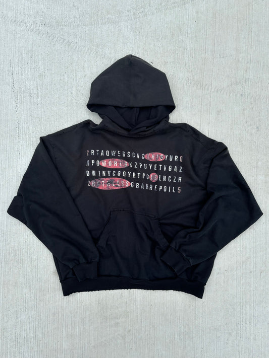 "LOST LETTERS" DISTRESSED HOODIE (BLACK)